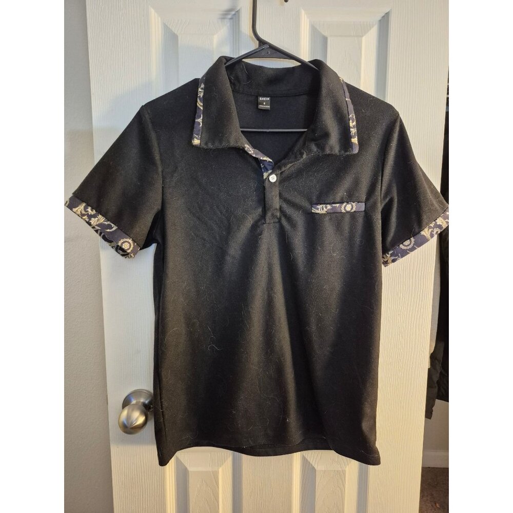Black Short Sleeved Polo Shirt, Small